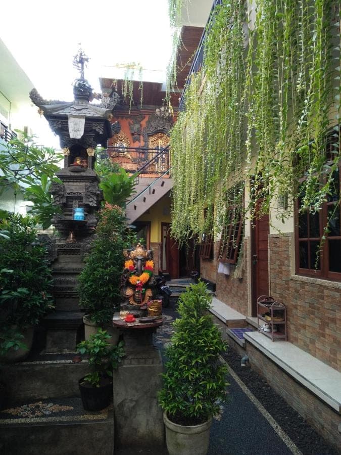 a courtyard of a building with a bunch of plants at Asta House in Kuta