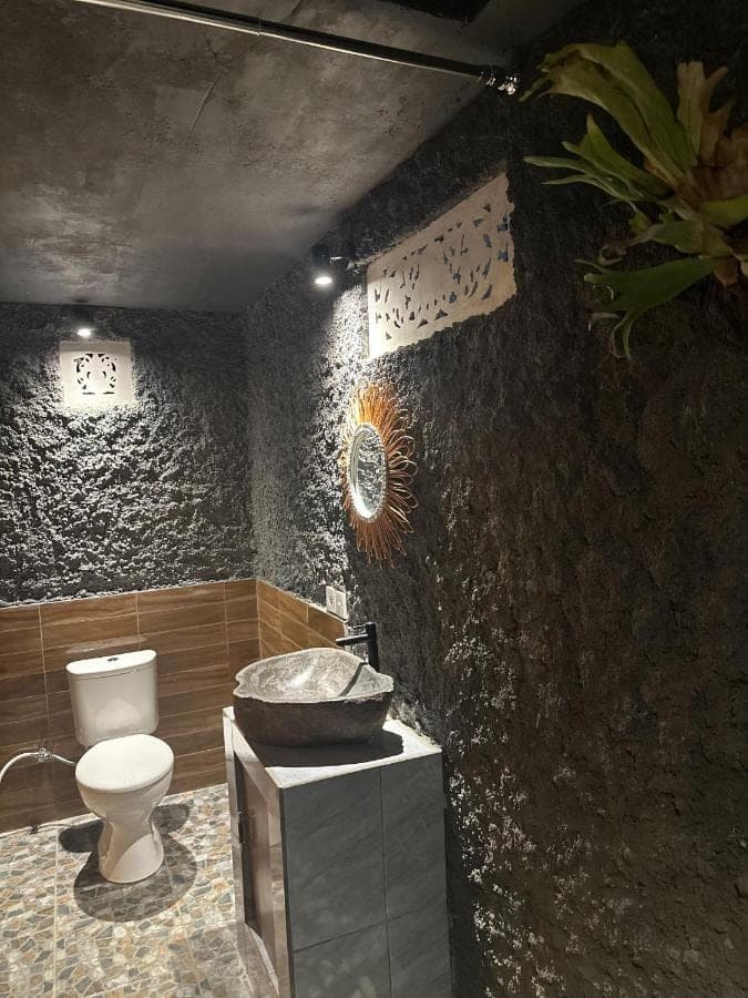 a bathroom with a toilet and a sink at Bien dormir house in Sidemen