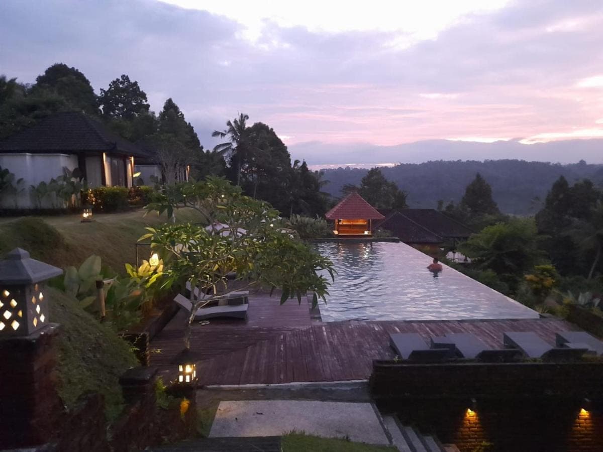 a view of a swimming pool at a resort at Patal Kikian Villa in Sidemen