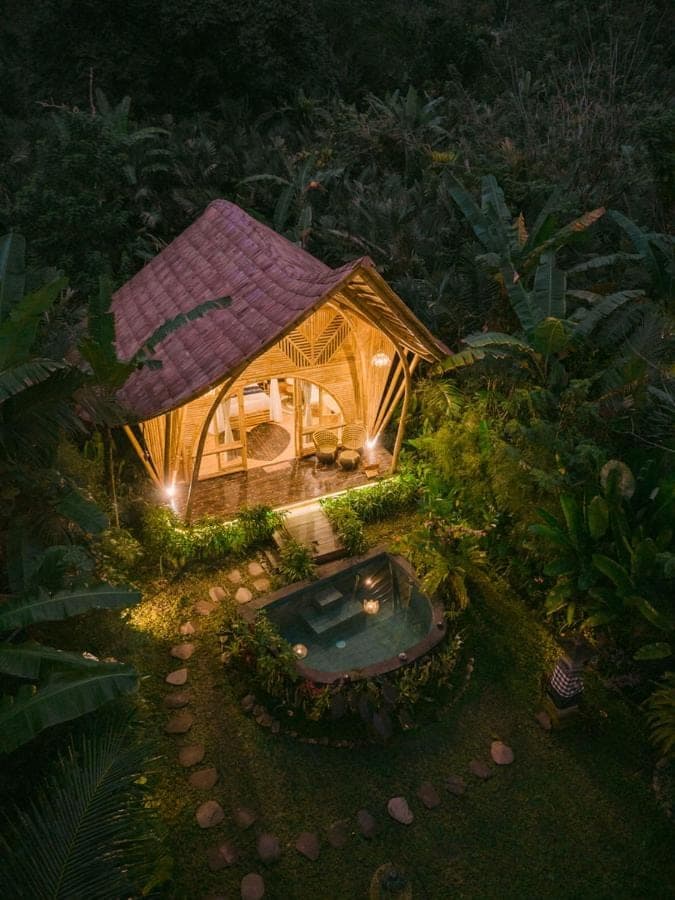 a model of a house with a hot tub in it at Trivana Sanctuary by Arcada Bali in Sidemen