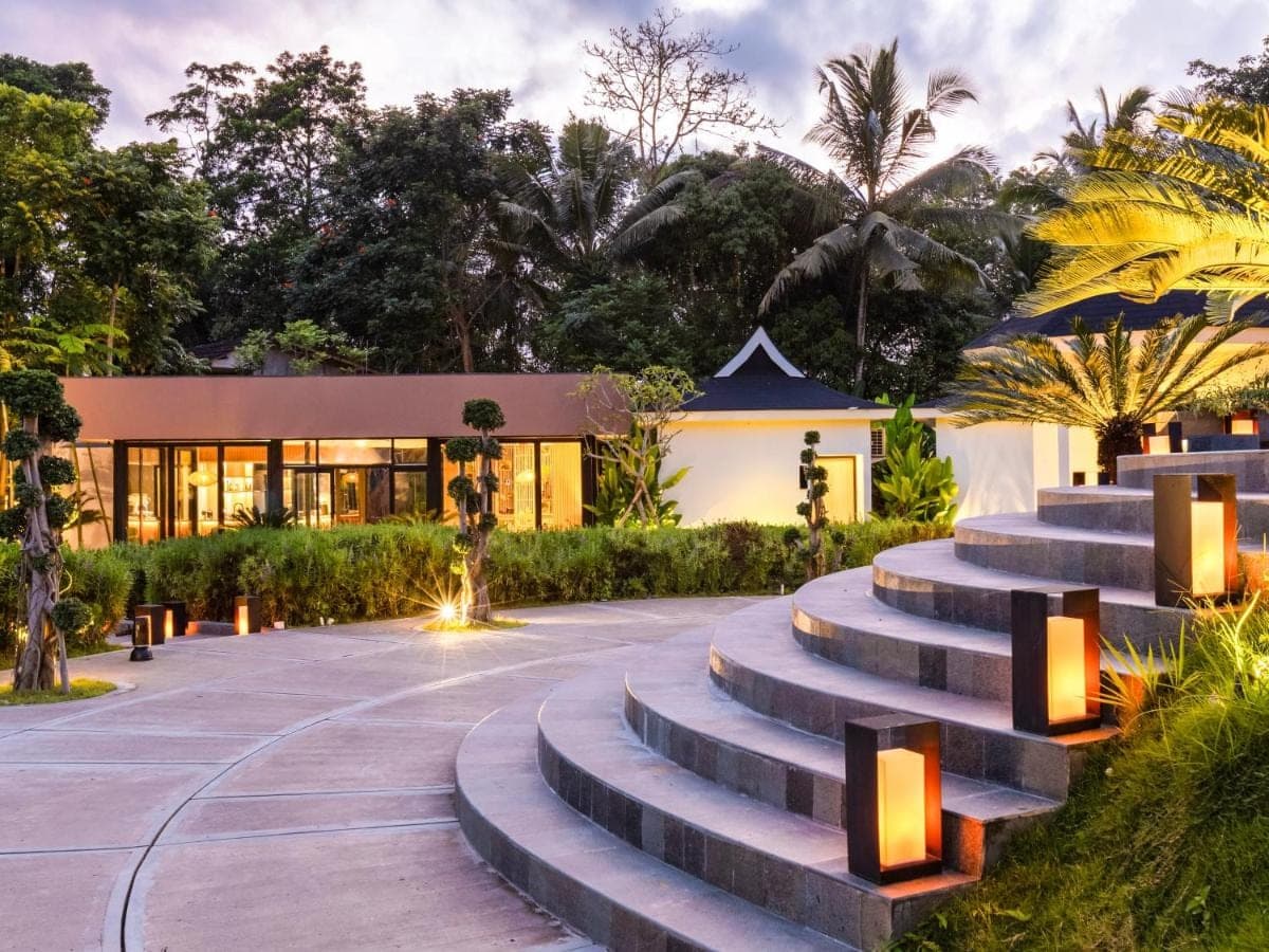 a resort with stairs leading to a building at Tanada Resort Ubud by Amithya - Brand New Opened 2026 in Ubud