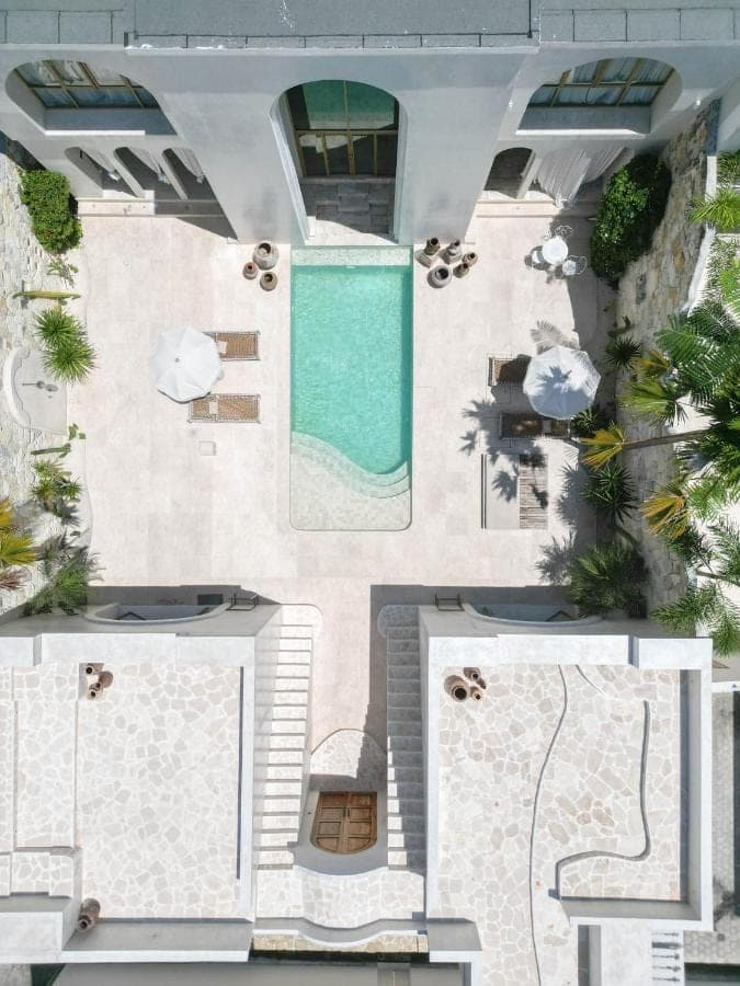 an aerial view of a villa with a swimming pool at Casa Viamo in Canggu