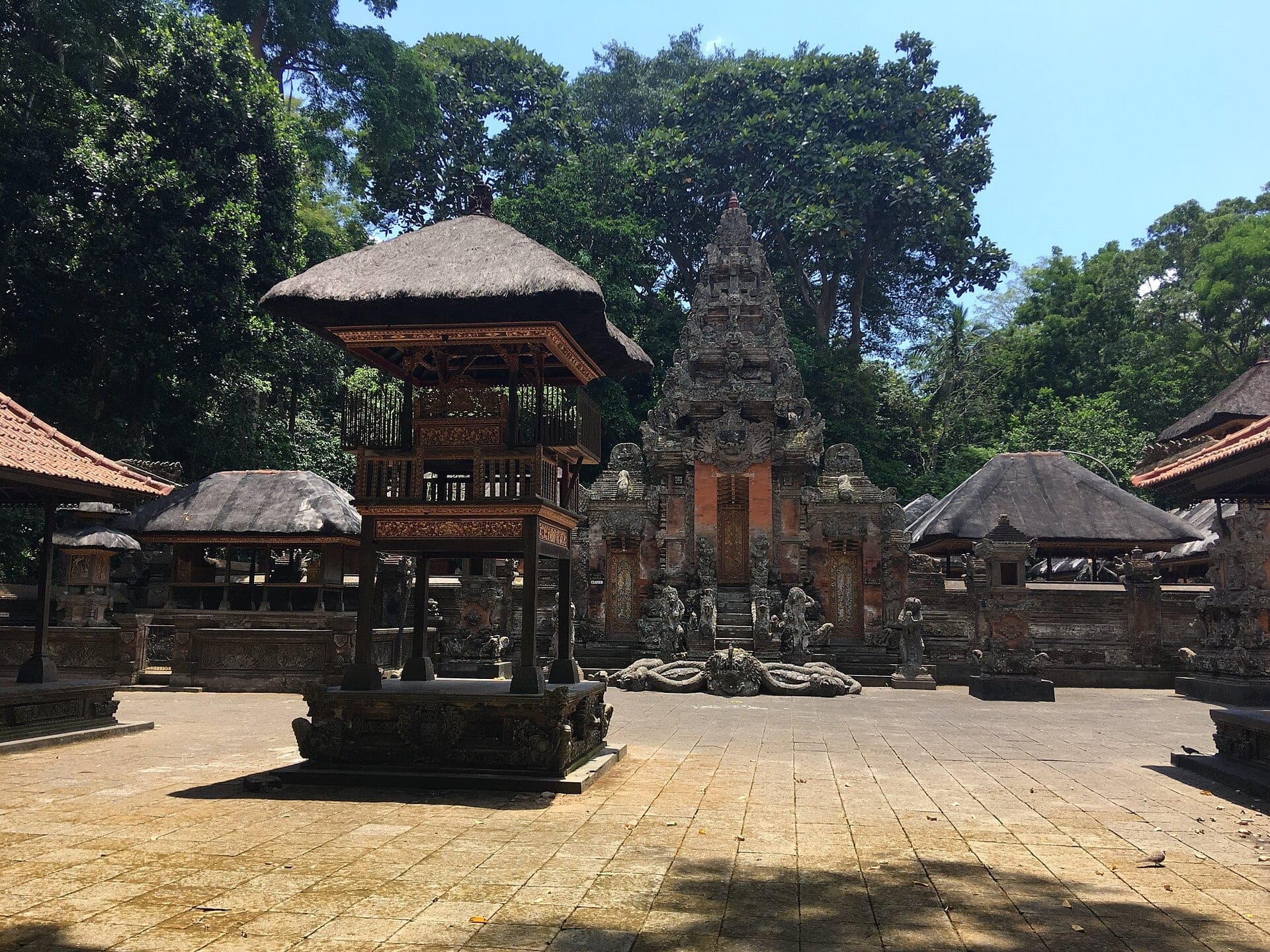 Temple in the Ubud Monkey Forest, main temple view